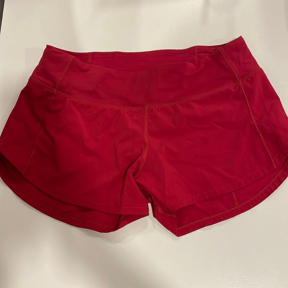 Lululemon red speed up shorts